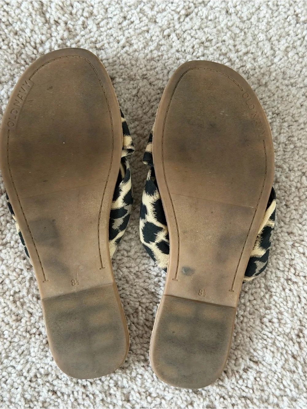 Leopard Bow Slide Sandals — well worn